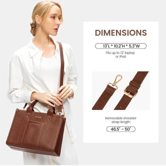 Leather Tote Bag Handbag - Picture 5 of 6